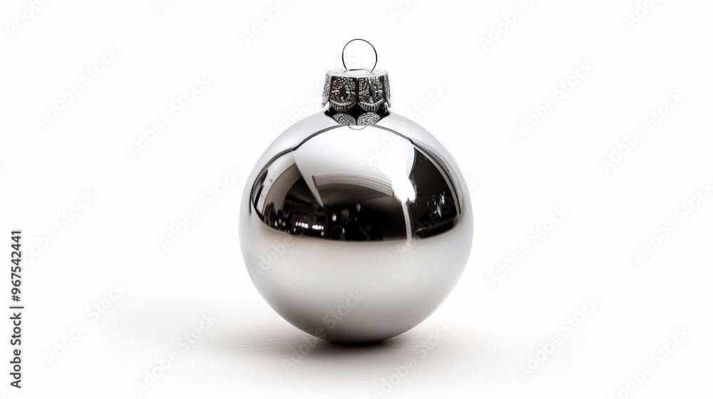 Silver Christmas ball on a white background isolated Silver Christmas ball on a white background isolated