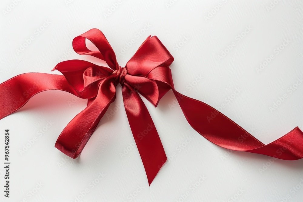 Red satin ribbon bow isolated on white, perfect for gift wrapping and holiday decorations, featuring a festive design ideal for Christmas, birthdays, and special celebrations Red satin ribbon bow isolated on white, perfect for gift wrapping and holiday decorations, featuring a festive design ideal for Christmas, birthdays, and special celebrations