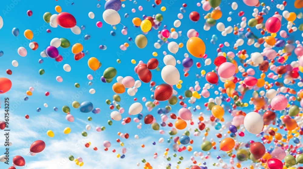 Multicolored Balloons Floating in the Sky Multicolored Balloons Floating in the Sky