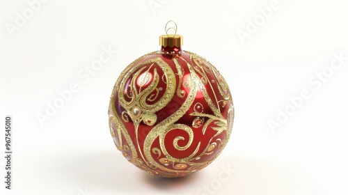 Red Christmas ball on white background isolated