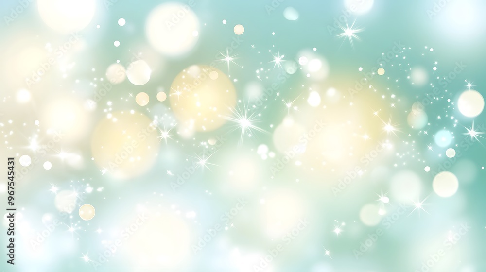 Abstract Blue and White Bokeh Background with Glowing Stars Abstract Blue and White Bokeh Background with Glowing Stars