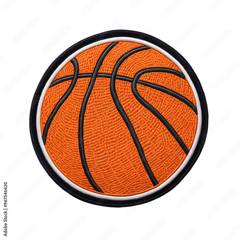 Fototapeta premium Basketball Embroidery Patch Badge Isolated on Transparent Background 