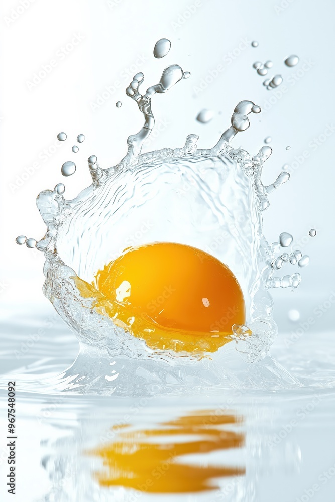 Yellow ball making big splashing water crown Yellow ball making big splashing water crown