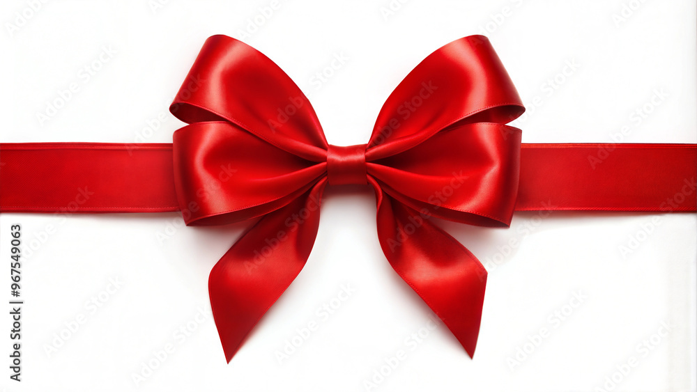 Luxurious Red Velvet Ribbon Tied in a Bow on White Background, Elegant and Festive Christmas Decoration Luxurious Red Velvet Ribbon Tied in a Bow on White Background, Elegant and Festive Christmas Decoration