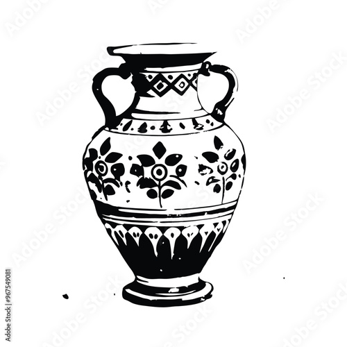 vintage vase stencil vector hand drawn illustration