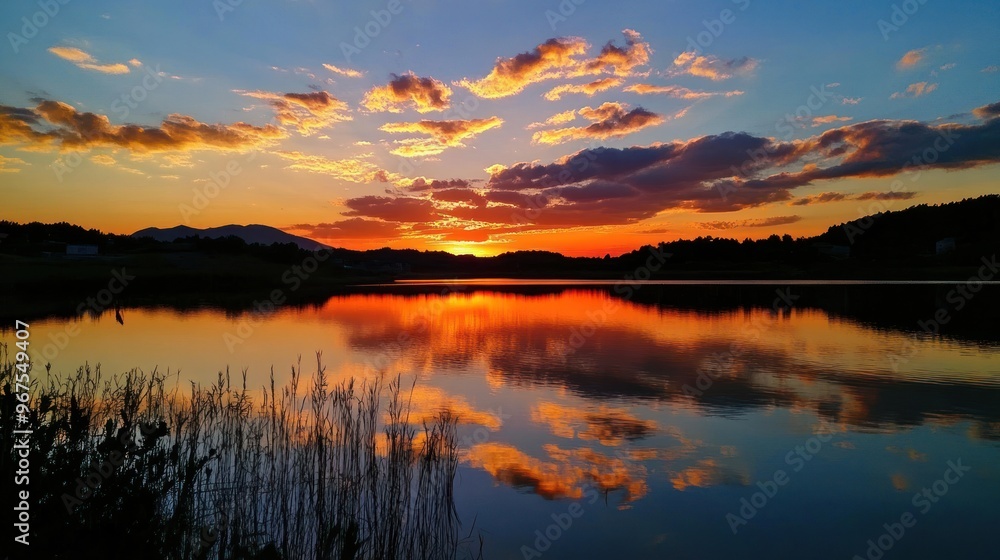 Sunset Reflection on a Serene Lake Sunset Reflection on a Serene Lake