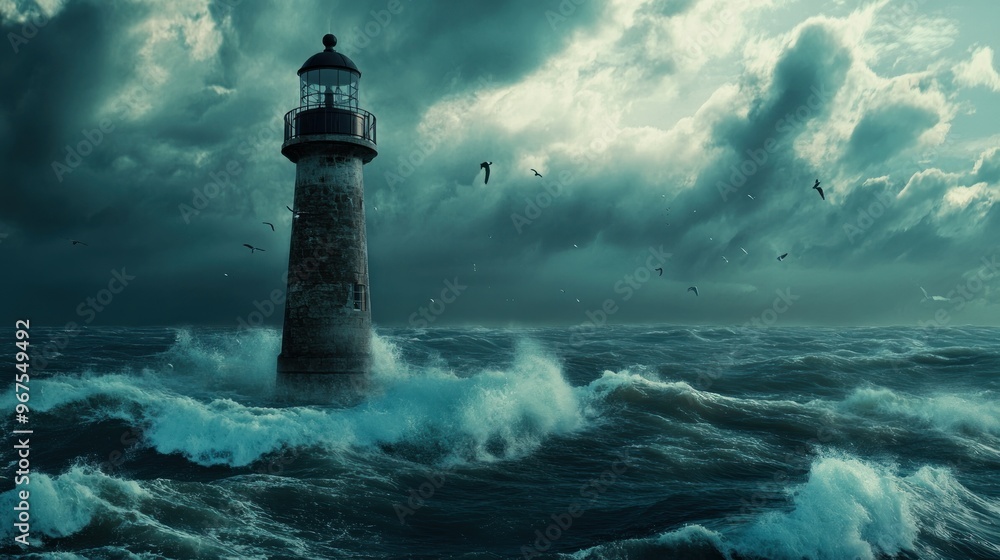 Lighthouse in a Stormy Sea Lighthouse in a Stormy Sea