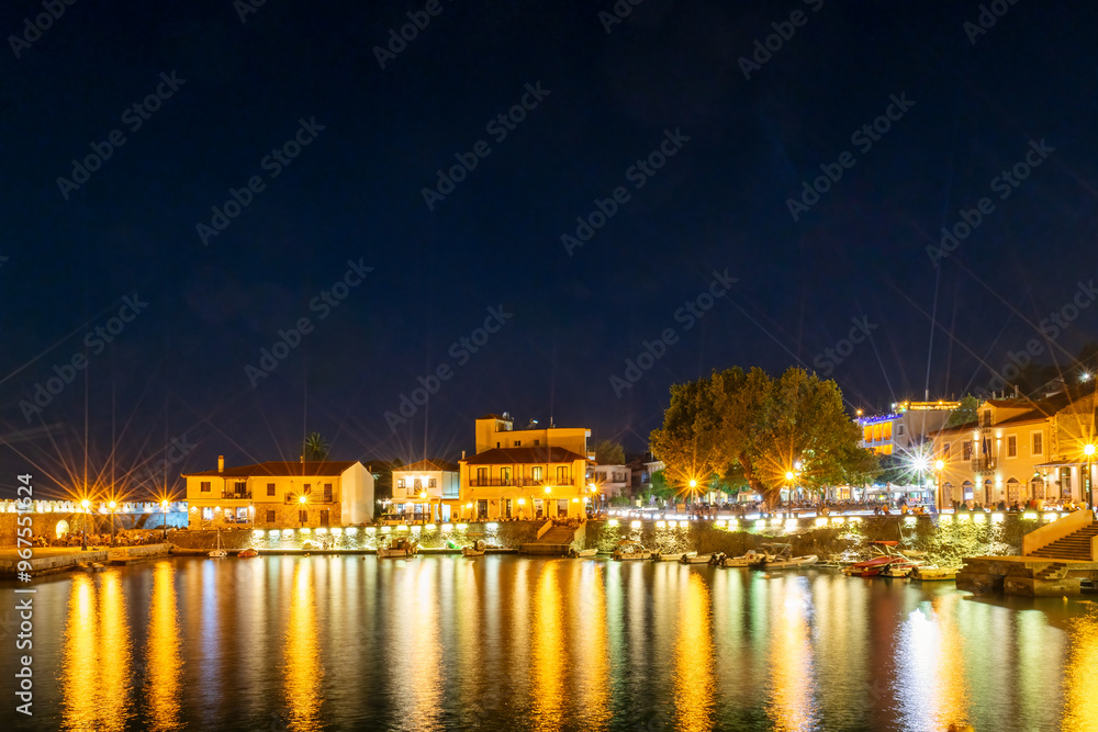 Nafpaktos night view in Greece. A famous touristic destination.