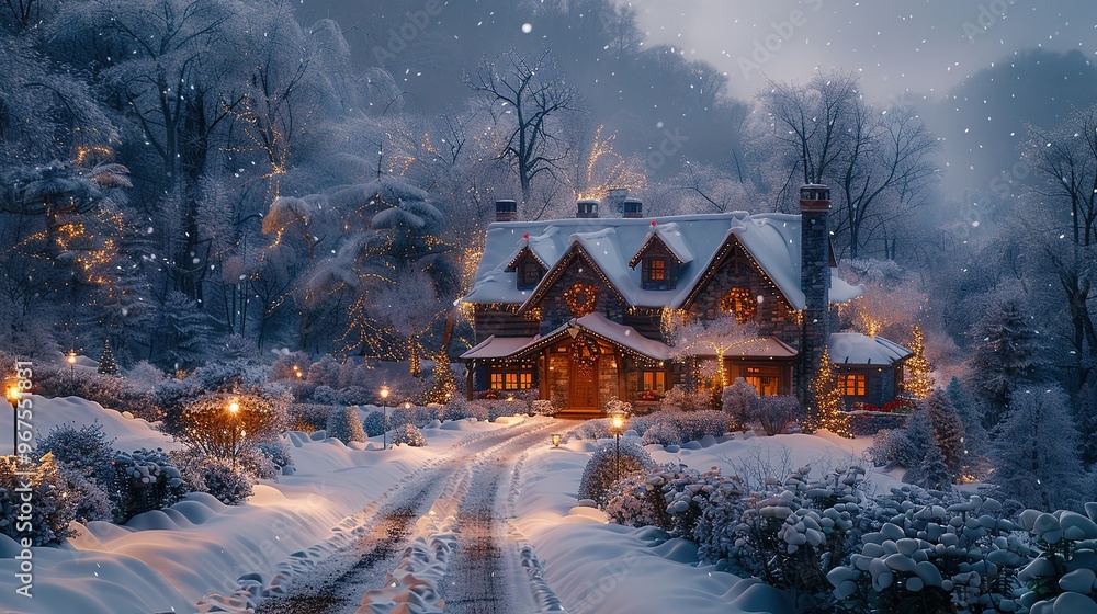 Christmas winter fairy house in the middle of the forest! Christmas fairy and beautiful all in snow Christmas winter fairy house in the middle of the forest! Christmas fairy and beautiful all in snow