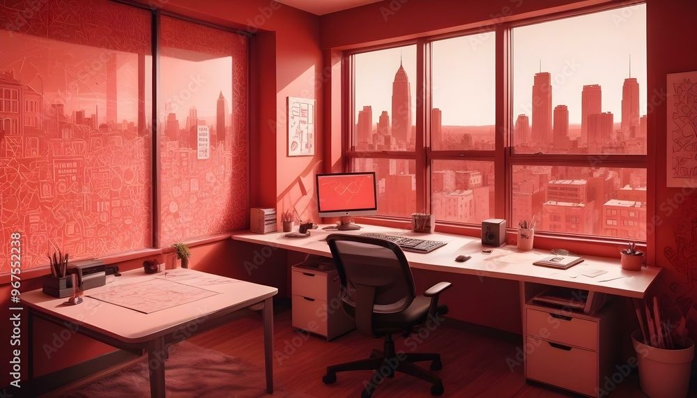 Photo interior modern design room 3d illustration; Photo interior modern design room 3d illustration;