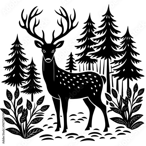  deer vector.Deer in the Forest svg, Deer Cut Files For Cricut, Deer Clipart, Forest Svg, Wilderness Svg, Forest Bundle svg, Deer Head Svg.