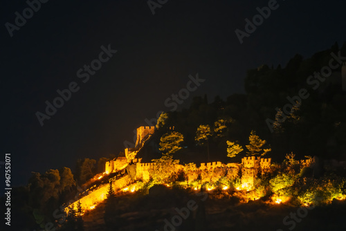 Obraz na płótnie Castle of Nafpaktos in Greece at night.
w salonie