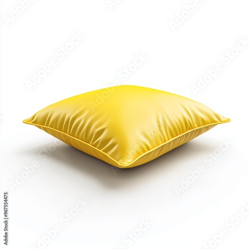 Isolated yellow pillow on transparent background. Sleeping pillow photo