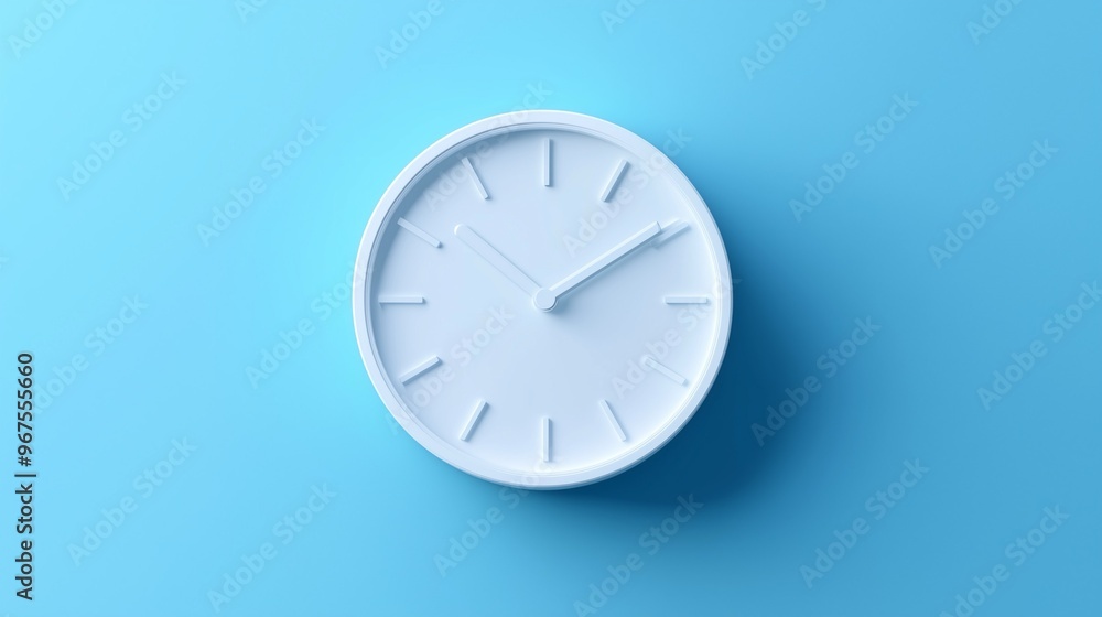 custom made wallpaper toronto digitalMinimal White Clock on Light Blue Background