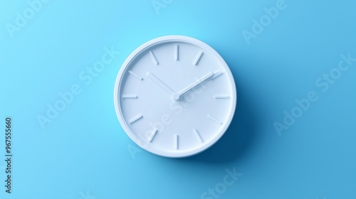 Wallpaper Mural Minimal White Clock on Light Blue Background Torontodigital.ca