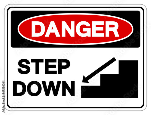 Danger Step Down Symbol Sign,Vector Illustration, Isolate On White Background Label. EPS10