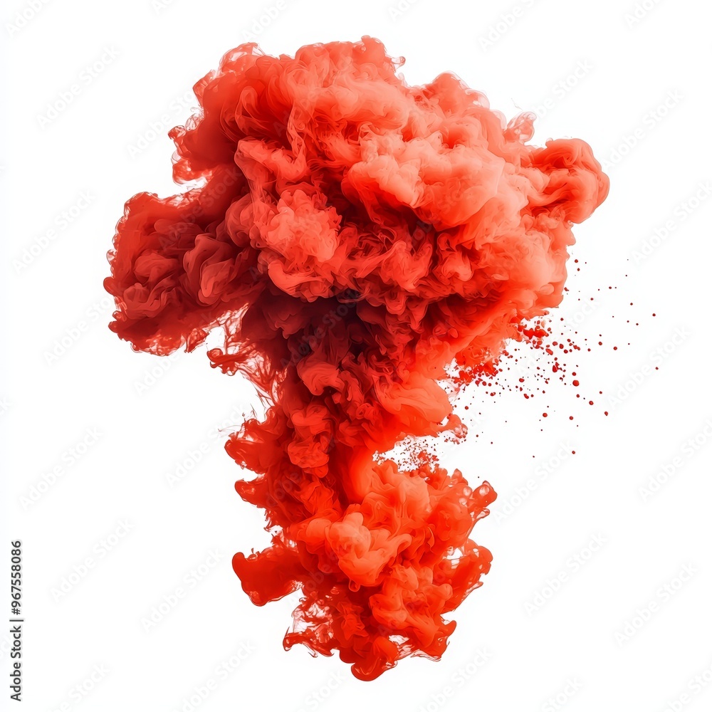 Isolated red smoke explosion on transparent background. Isolated red smoke explosion on transparent background.