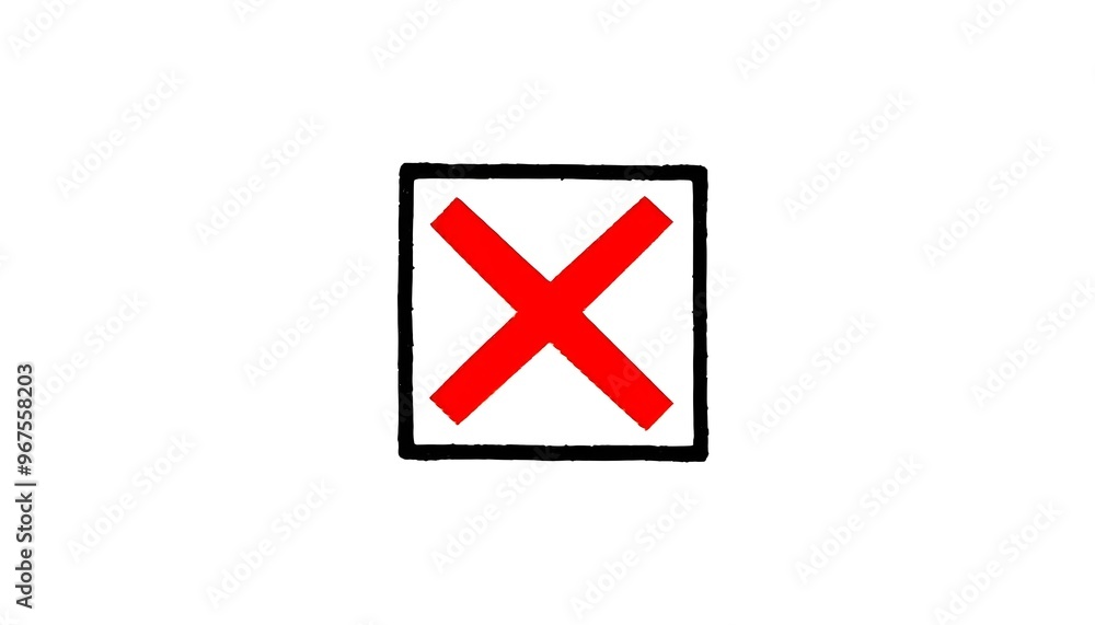 Red x cross in checkbox on a white background Red x cross in checkbox on a white background