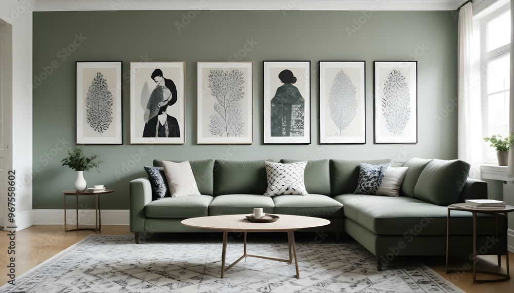 Obraz premium Photo interior modern design room 3d illustration;