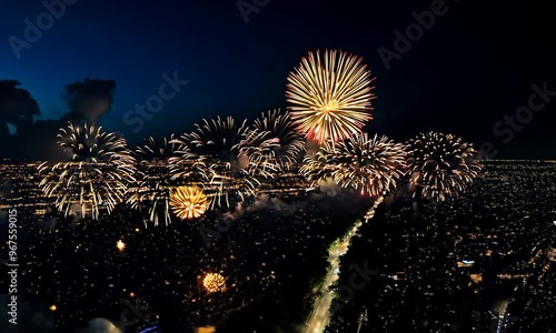 Wallpaper Mural Dynamic video of fireworks creating colorful patterns and effects, viewed from a high perspective Torontodigital.ca