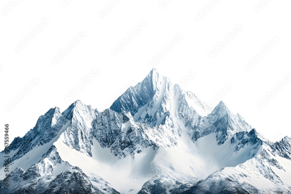 Snow-capped mountain peaks illuminated by bright sunlight isolated on transparent background Snow-capped mountain peaks illuminated by bright sunlight isolated on transparent background