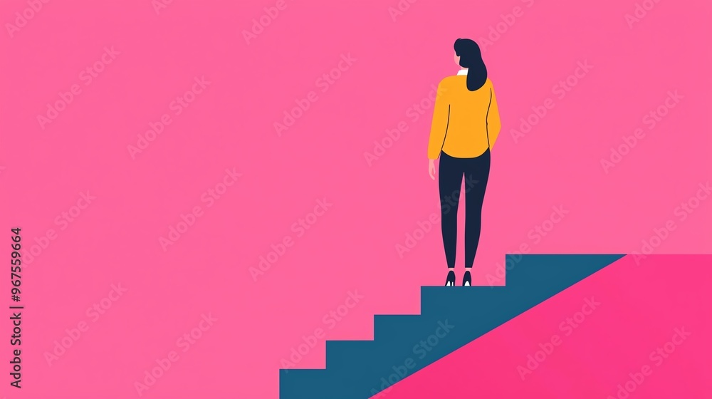 Young entrepreneur scaling business, success milestones, flat design illustration Young entrepreneur scaling business, success milestones, flat design illustration