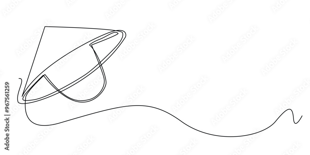 continuous line of farmer's hat caps. one line drawing of Indonesian farmer's hat from bamboo.single line vector illustration.isolated white background continuous line of farmer's hat caps. one line drawing of Indonesian farmer's hat from bamboo.single line vector illustration.isolated white background