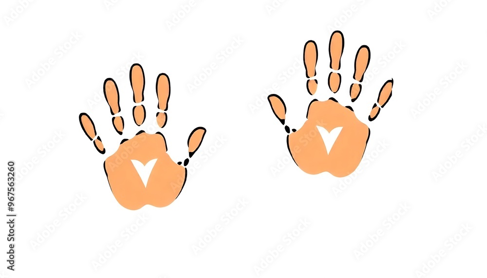 Fototapeta premium two hand prints on white background