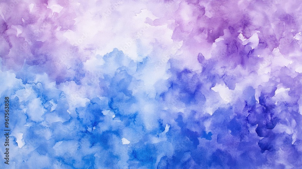 Naklejka premium A beautiful watercolor background with shades of purple and blue creating a peaceful and calming atmosphere, ideal for creative projects.