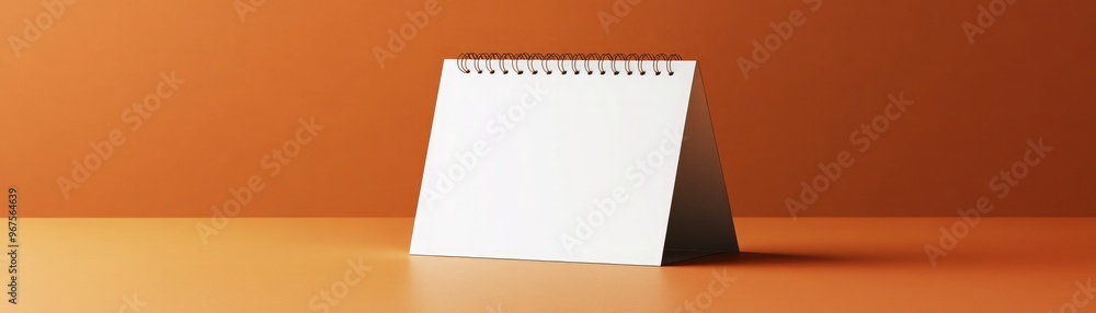 Minimalist tabletop calendar on an orange background, ideal for planning and organization in modern workspace aesthetics. Minimalist tabletop calendar on an orange background, ideal for planning and organization in modern workspace aesthetics.