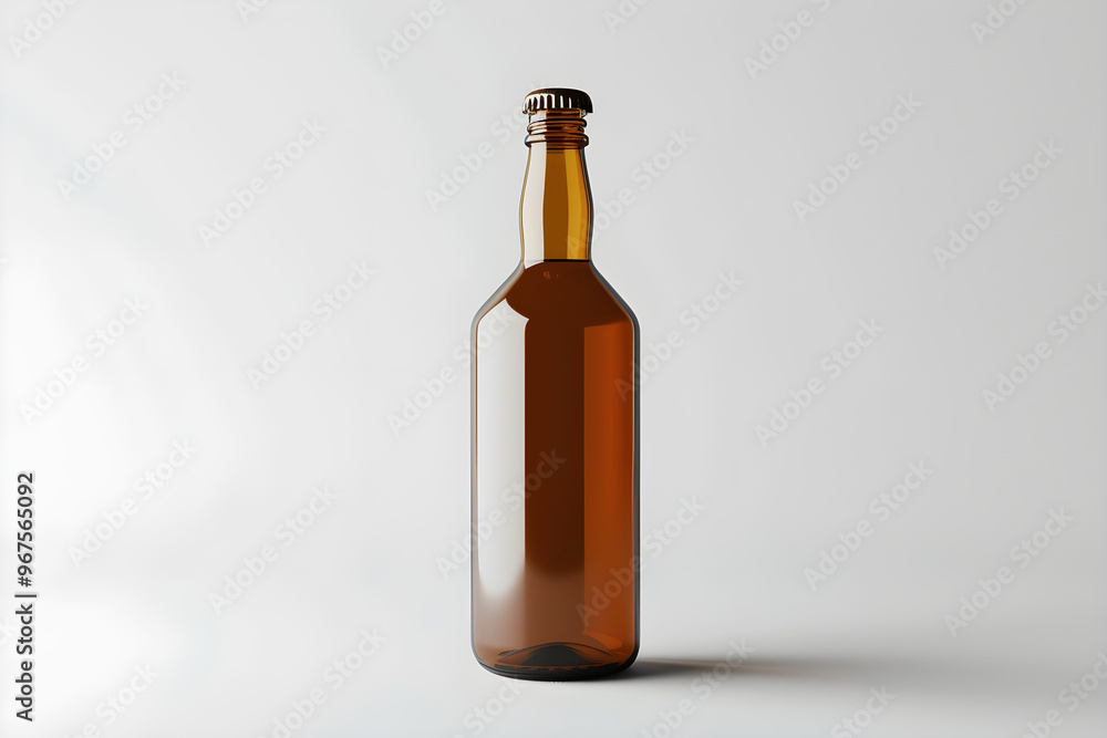 Brown glass bottle for beer on a white background. Mock up for advertising, branding, product presentation with space for text Brown glass bottle for beer on a white background. Mock up for advertising, branding, product presentation with space for text