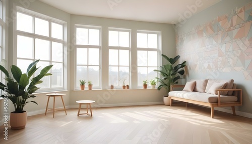 Photo interior modern design room 3d illustration;