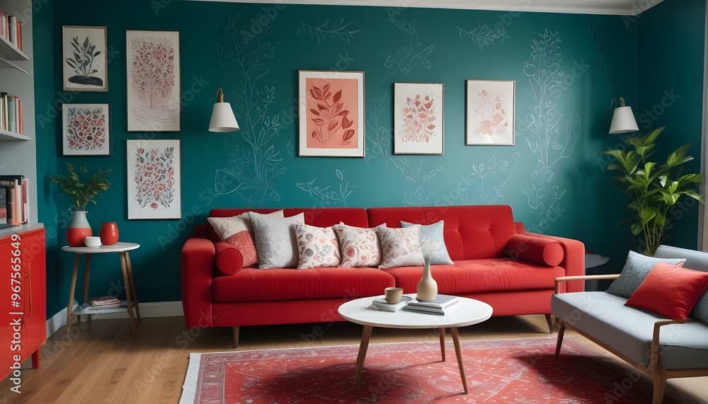 Photo interior modern design room 3d illustration; Photo interior modern design room 3d illustration;
