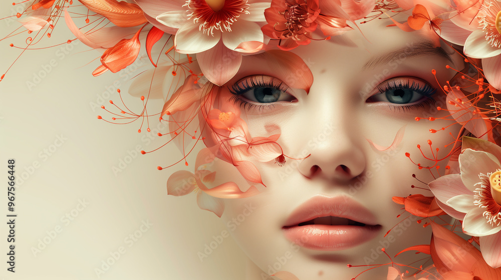 illustration on the theme of inspiration, an original banner for advertising a beauty salon with a picture of a girl’s face, illustration on the theme of inspiration, an original banner for advertising a beauty salon with a picture of a girl’s face,