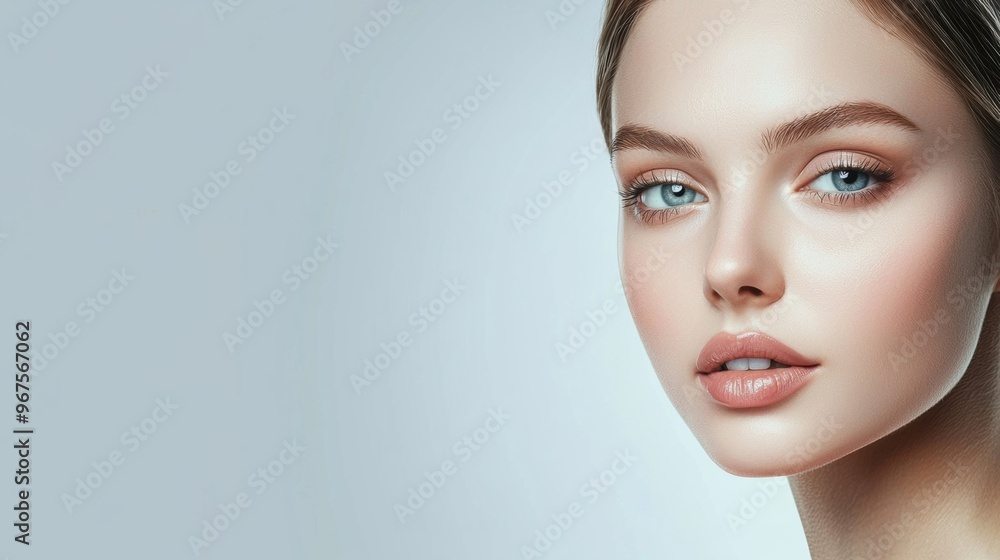 Naklejka premium Elegant and Captivating Female Portrait with Natural Beauty and Radiant Skin