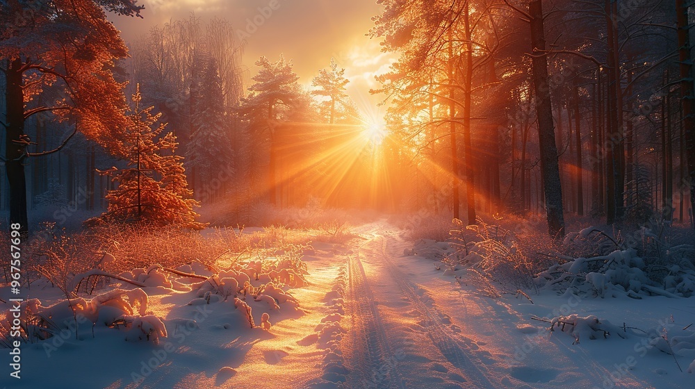 High-resolution realistic photography: Winter in a Russian forest, sunlight reflecting off the snow and creating a serene winter wonderland High-resolution realistic photography: Winter in a Russian forest, sunlight reflecting off the snow and creating a serene winter wonderland