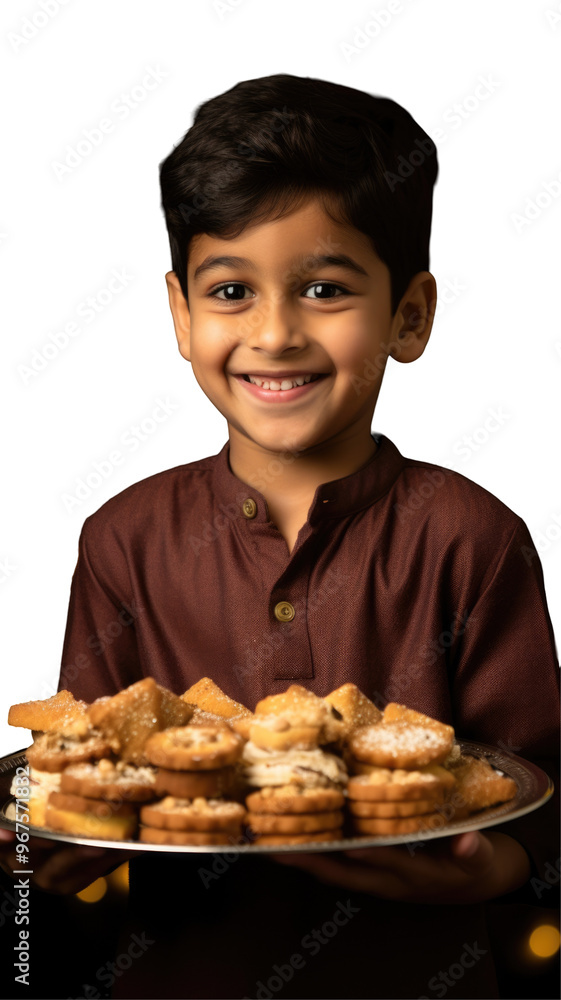Indian Young Boy Holding a Plate of Delicious Foods on Png Background Photo for Festival Celebration. Fictional Characters Created By Generative AI. Indian Young Boy Holding a Plate of Delicious Foods on Png Background Photo for Festival Celebration. Fictional Characters Created By Generative AI.