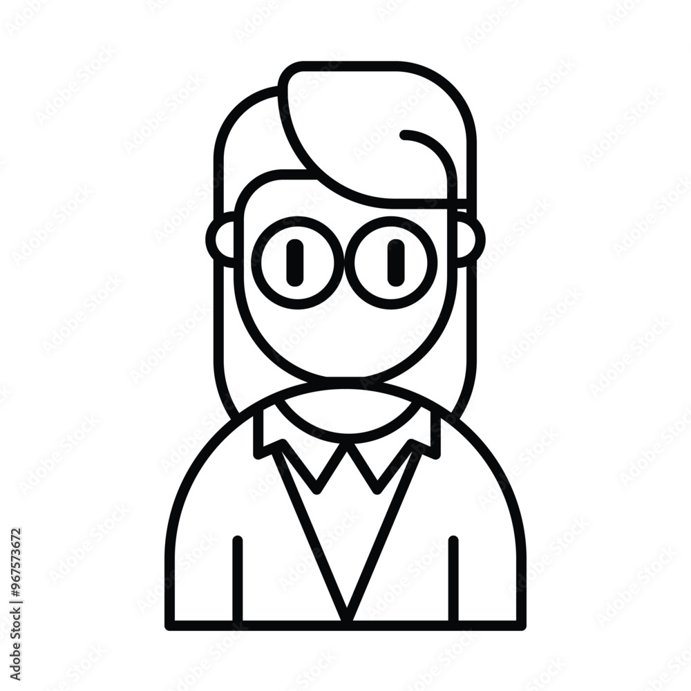 Teacher avatar character learning icon, Outline symbol icon. Editable vector stroke. Teacher avatar character learning icon, Outline symbol icon. Editable vector stroke.