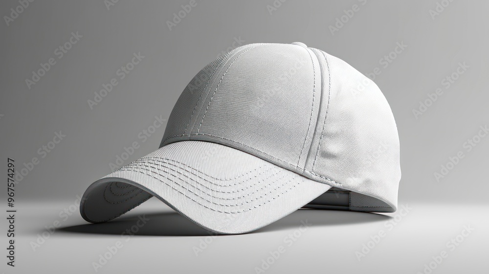 A minimalist white cap resting on a smooth surface, showcasing its clean lines and elegant design. Generative AI A minimalist white cap resting on a smooth surface, showcasing its clean lines and elegant design. Generative AI