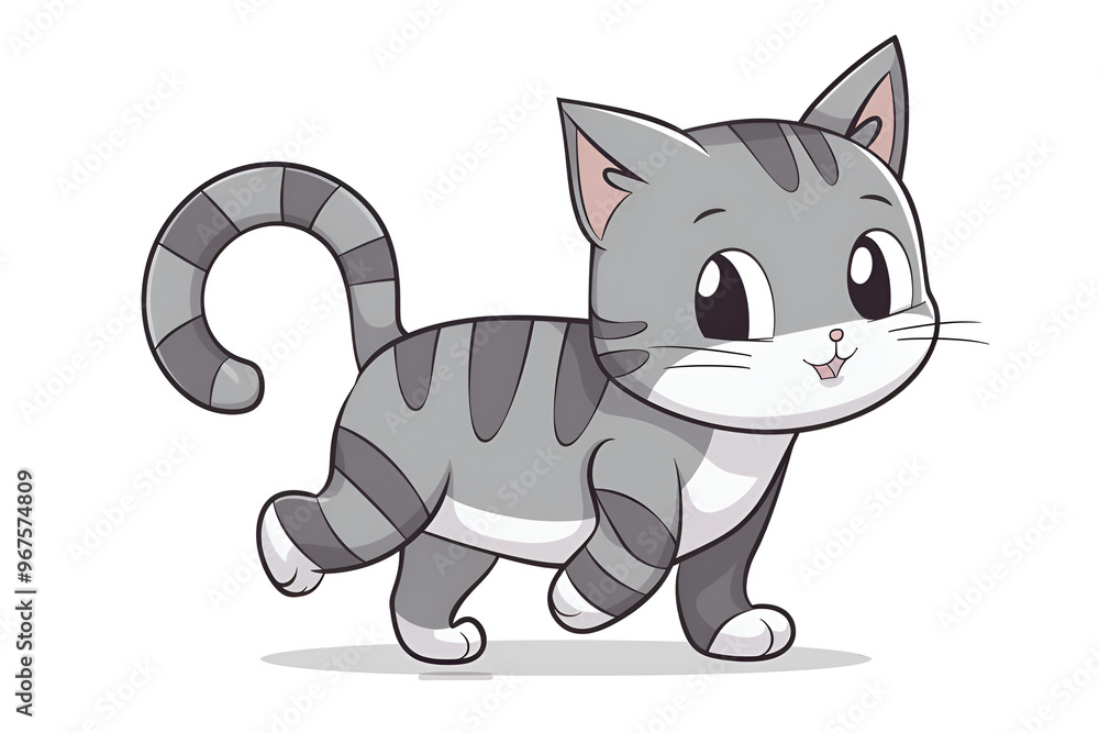 Obraz premium Cute cartoon cat, Generative AI