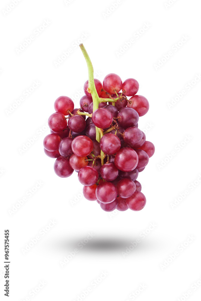 Fototapeta premium Flying bunch of red grape isolated on white background , clipping path.