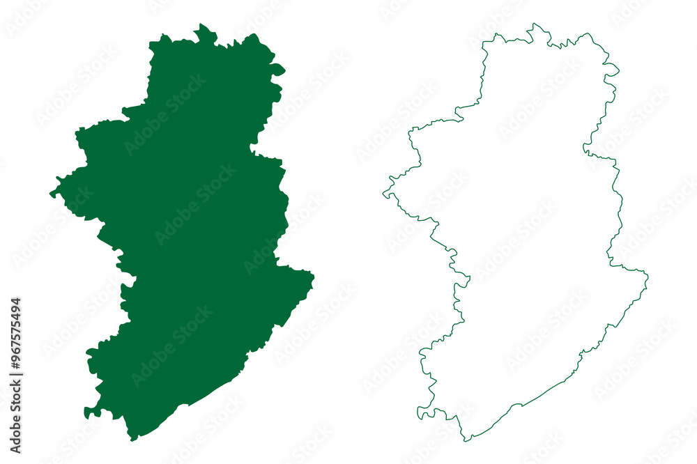 Damoh district (Madhya Pradesh State, Sagar division, Republic of India) map vector illustration, scribble sketch Damoh map Damoh district (Madhya Pradesh State, Sagar division, Republic of India) map vector illustration, scribble sketch Damoh map