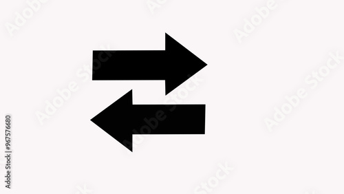 Sweep  left and right animation silhouette arrow road sing on the white background.pointer arrow black color.