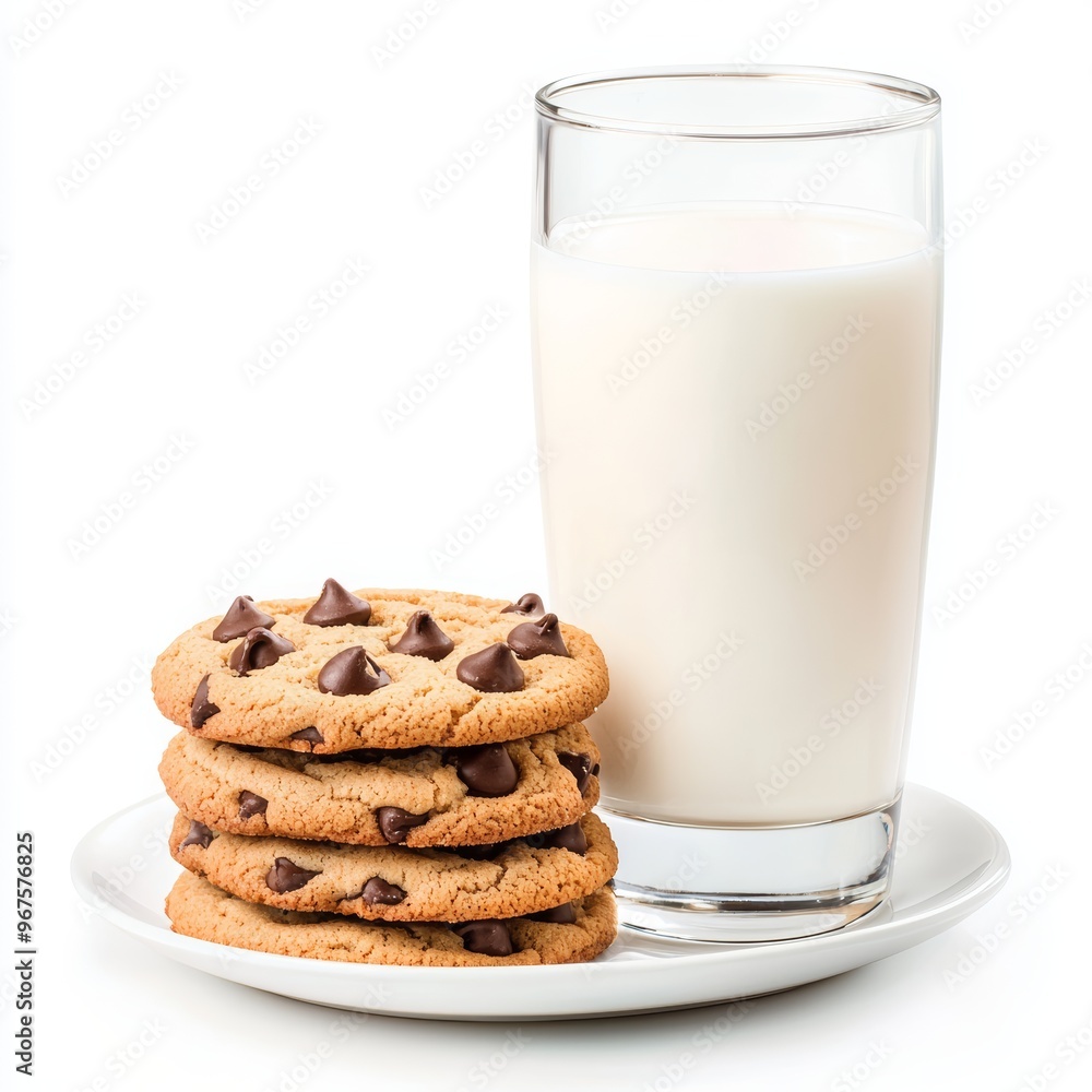 A glass of milk and a stack of cookies on a plate