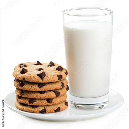 A glass of milk and a stack of cookies on a plate