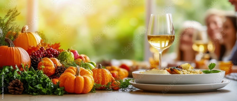 Fototapeta premium Autumn Gathering: Cozy Outdoor Celebration