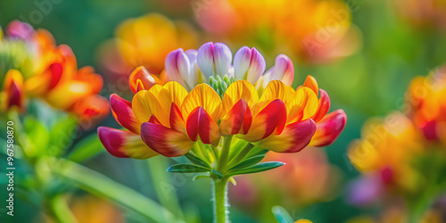 Closeup of a vibrant common kidneyvetch flower, Kidneyvetch, Anthyllis vulneraria, close-up, vibrant, petals, plant, nature photo