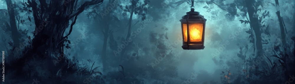 A glowing lantern illuminates a misty forest, creating a mystical atmosphere perfect for storytelling and adventure. A glowing lantern illuminates a misty forest, creating a mystical atmosphere perfect for storytelling and adventure.