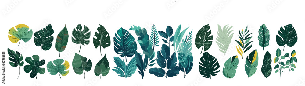 Tropical plants. Flower vector illustration. Jungle leaf collection. Tropical plants. Flower vector illustration. Jungle leaf collection.