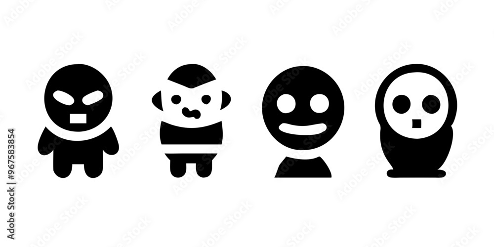 Spooky Characters Set Icons Spooky Characters Set Icons